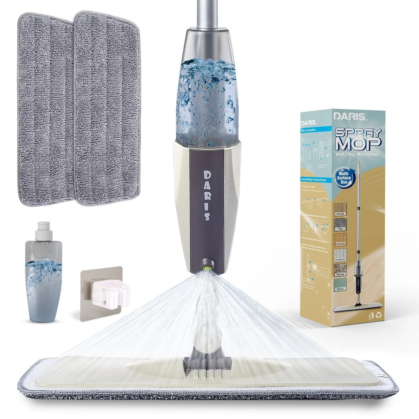 Spray Mop with Microfiber Pad – Reusable Flat Floor Cleaning Mop