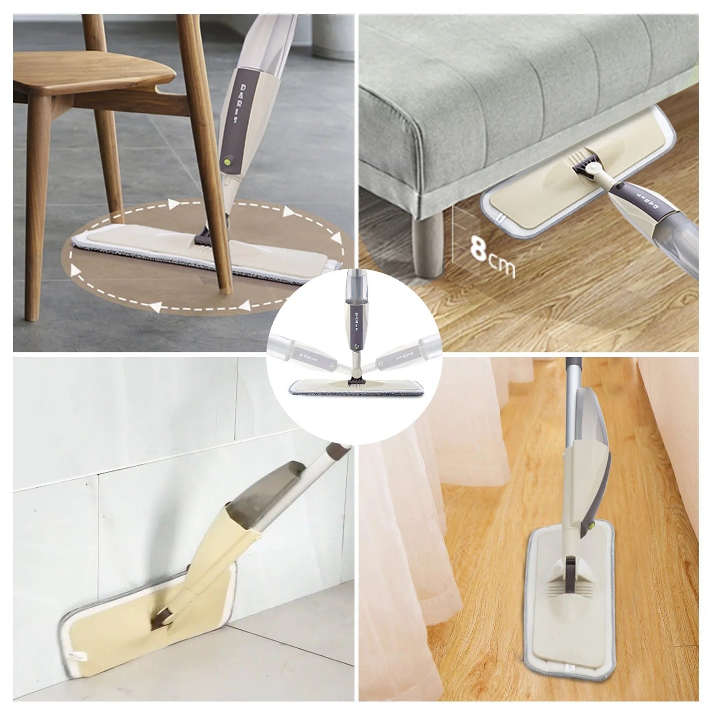Spray Mop with Microfiber Pad – Reusable Flat Floor Cleaning Mop