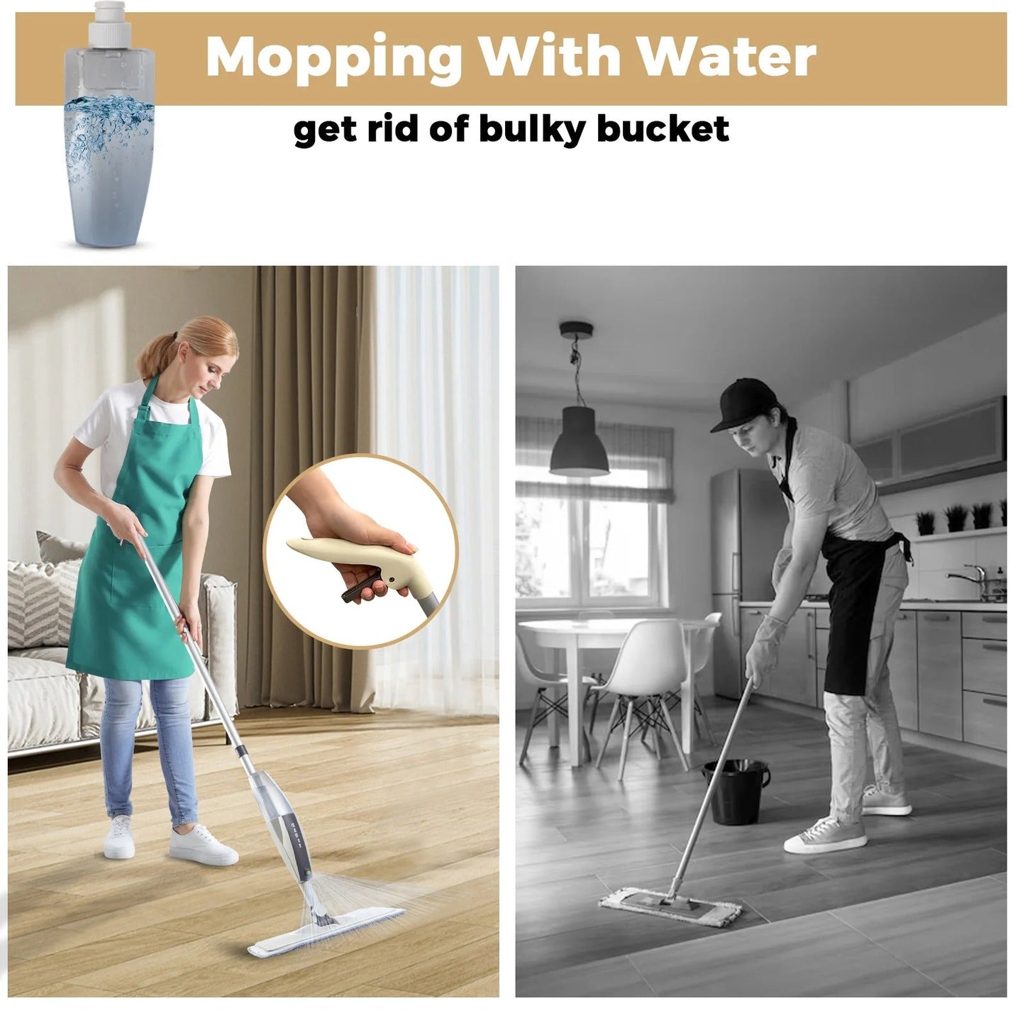 Spray Mop with Microfiber Pad – Reusable Flat Floor Cleaning Mop