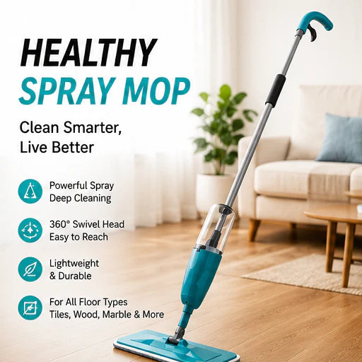 Spray Mop with Microfiber Pad – Reusable Flat Floor Cleaning Mop